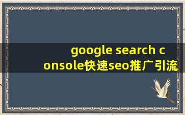 google search console(快速seo推广引流公司)_google search console